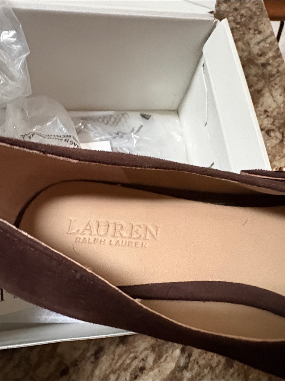 Ralph Lauren Brown Suede Pointed Mary Jane Flats NWT!! - Picture 4 of 5